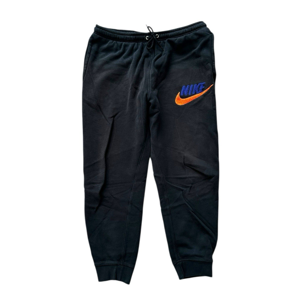 Nike Men's Club Fleece Joggers Sweats Black Royal Orange Fuzzy Logo Pockets XL